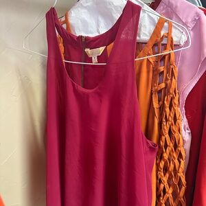 Hot pink, high neck, flowy top